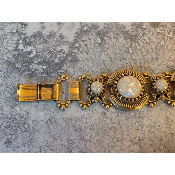 Antique Book Chain Bracelet With‎ Faux Pearl Accents - Picture 4 of 7